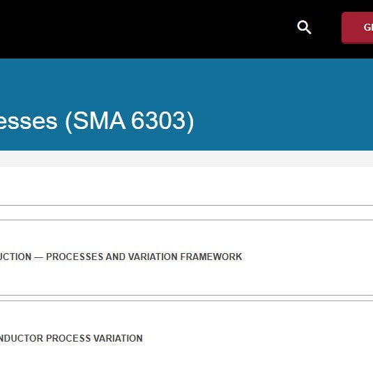 Control of Manufacturing Processes (SMA 6303) Overview and Key Techniques