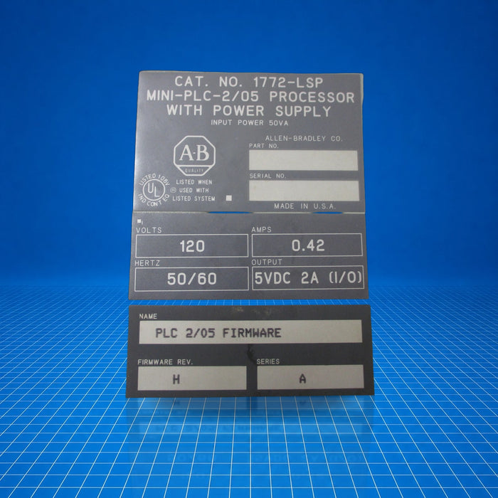 1772-LSP Allen Bradley industrial automation part - part number label view