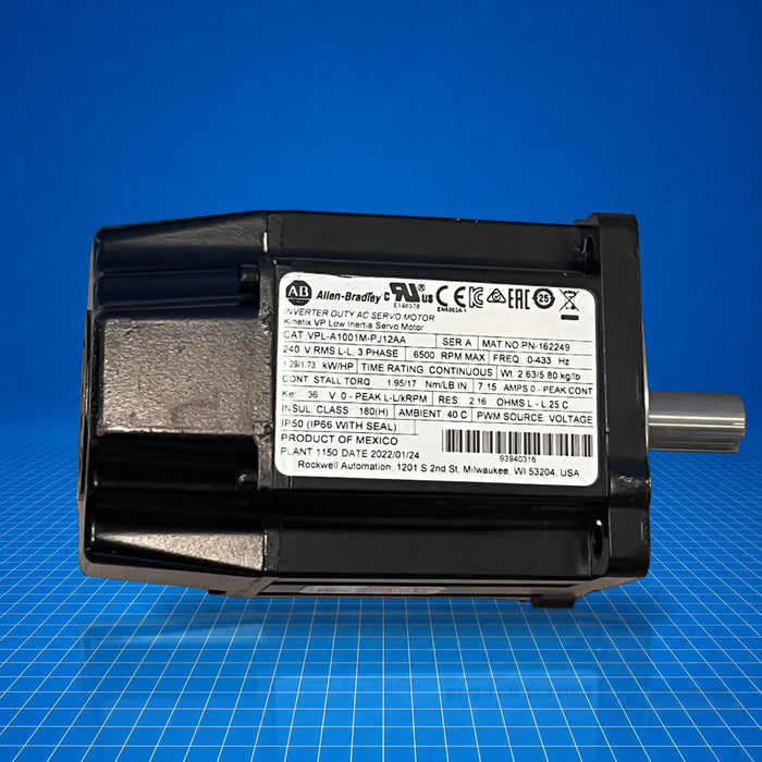 VPL-A1001M-PJ12AA Allen Bradley industrial automation part - part number label view