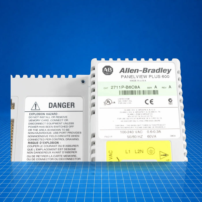 2711P-B6C8A Allen Bradley industrial automation part - part number label view