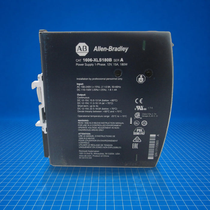 1606-XLS180B Allen Bradley Power Supply - part number label view