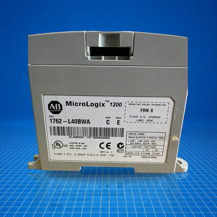 1762-L40BWA Allen Bradley PLC - part number label view