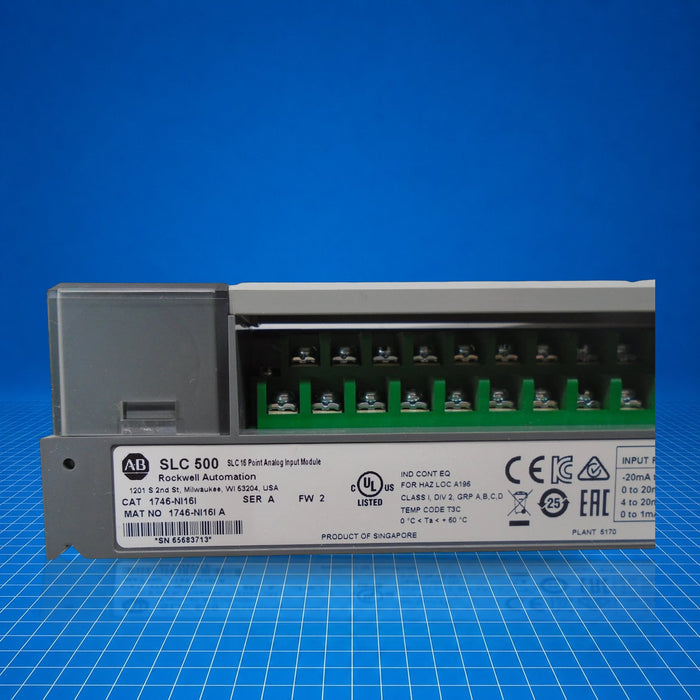 1746-NI16I Allen Bradley PLC - part number label view