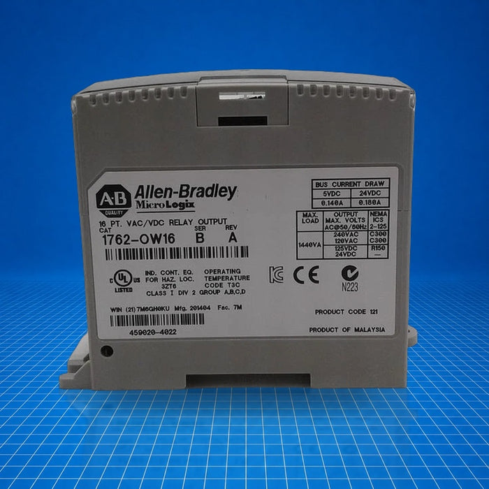 1762-OW16 Allen Bradley PLC - part number label view